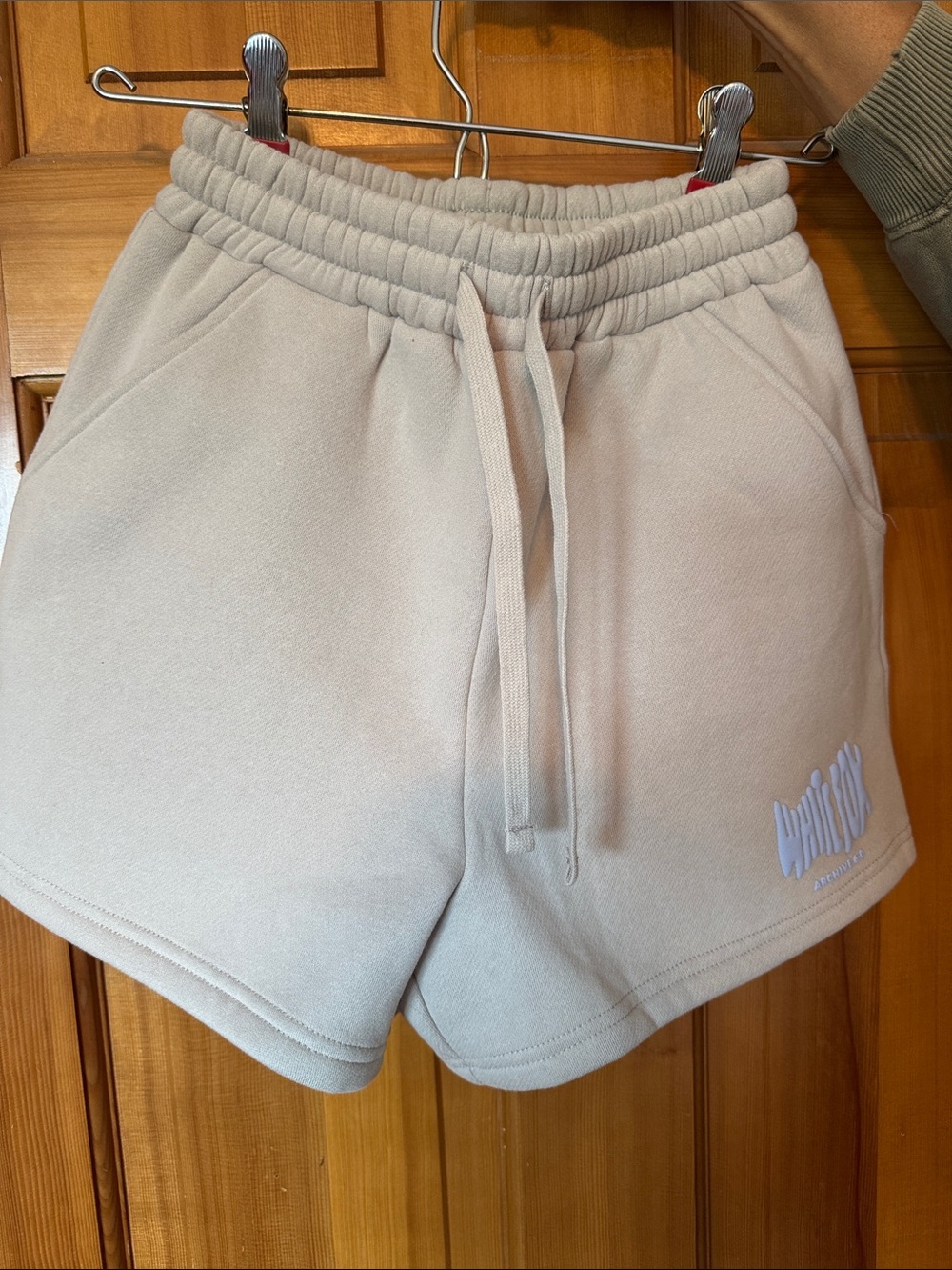 White Fox Women's Natural Beige Drawstring Fleece Shorts